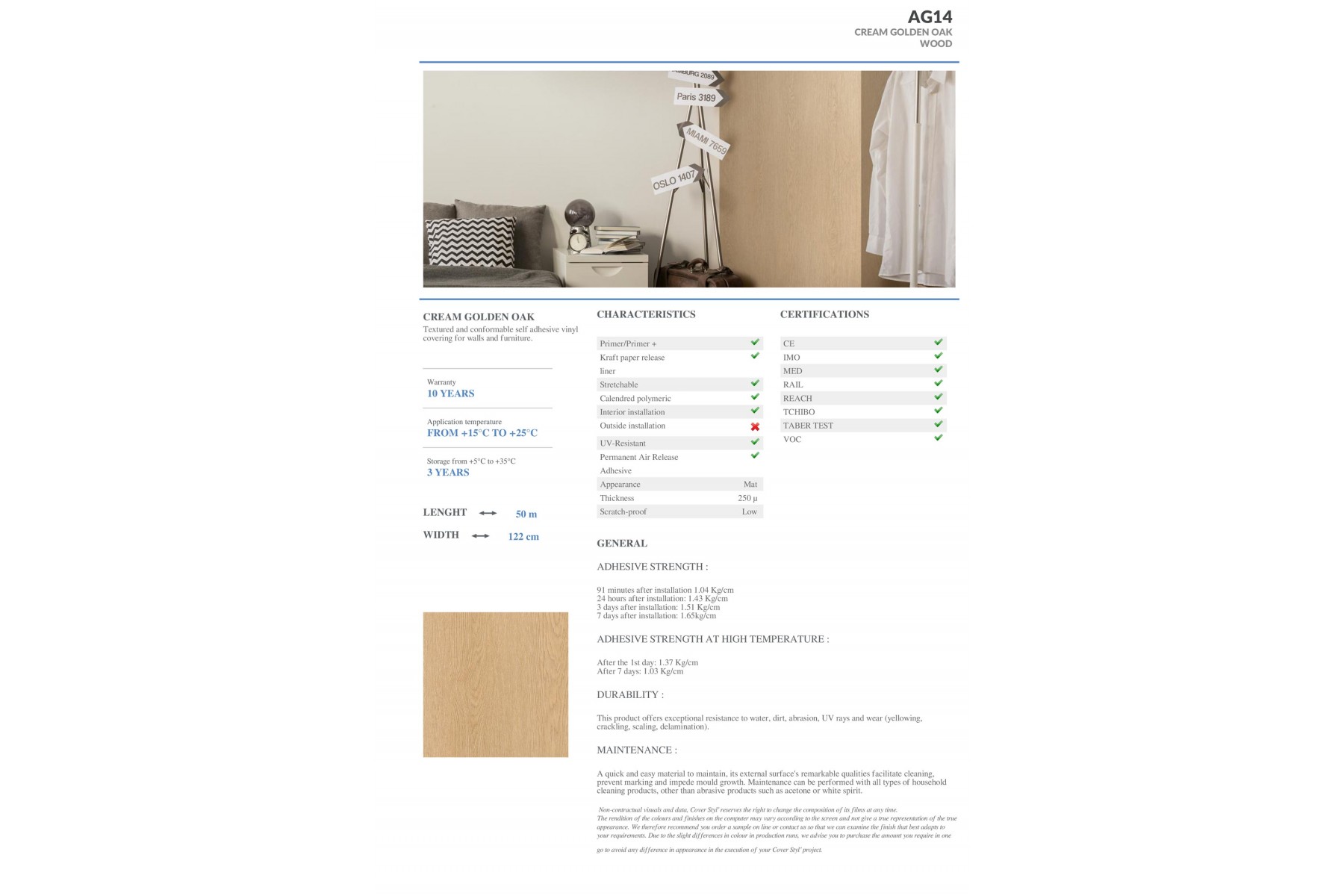 AG14 - CREAM GOLDEN OAK AG14 - CREAM GOLDEN OAK